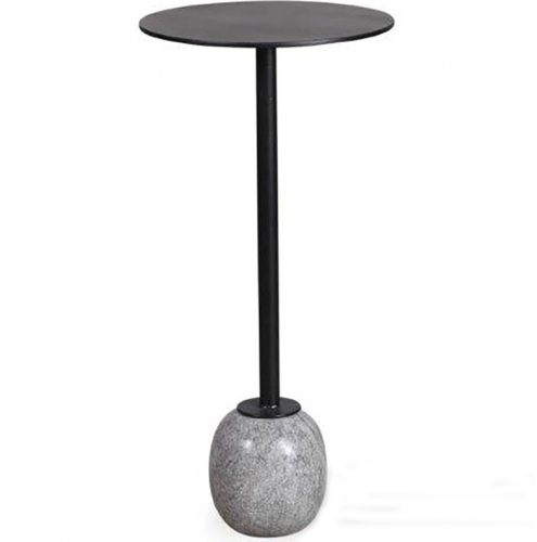 Crossings Serengeti Accent End Table in Gray Marble & Black Iron