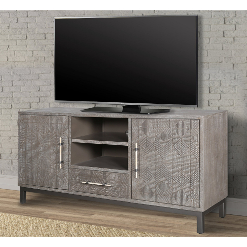 Crossings Serengeti 66" TV Stand Console in Sandblasted Grey Wood