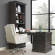 Shoreham Bookcase & Peninsula Desk in Medium Roast Brown Wood