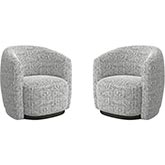 Tatum Swivel Accent Chair in Nightshade Grey Fabric (Set of 2)