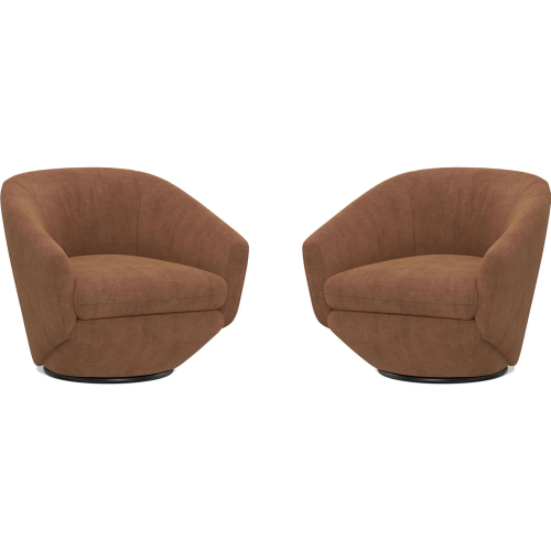 The Twist Swivel Accent Chair in Elise Rust Fabric (Set of 2)