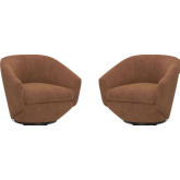 The Twist Swivel Accent Chair in Elise Rust Fabric (Set of 2)