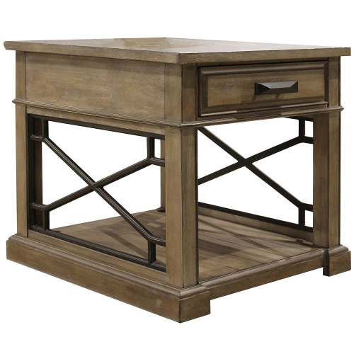 Sundance End Table w/ Power Center & USB in Sandstone Wood