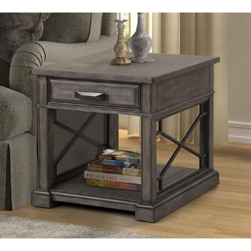 Sundance End Table w/ Power Center & USB in Smokey Grey Wood