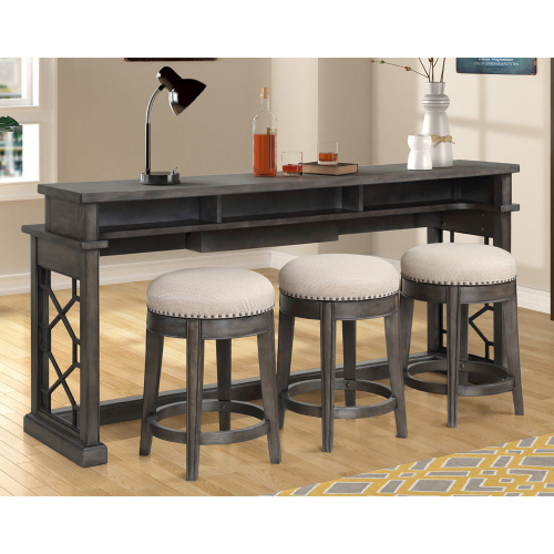 Sundance Console Table & 3 Stools Set in Smokey Grey Wood