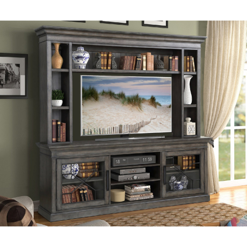 Sundance 92" TV Stand Console & Hutch in Smokey Grey Wood