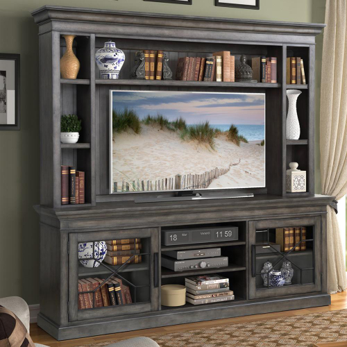 Sundance 4 Piece Entertainment Wall in Smokey Grey Finish