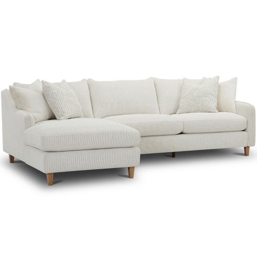 Vogue Sectional Sofa w/ Left Facing Chaise in Neutral Chalk Fabric