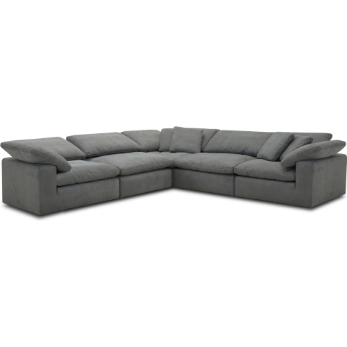 Exhale 5 Piece Sectional Sofa in Thunder Gray Fabric