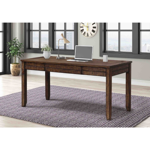 Tempe 65" Writing Desk w/ Power Center in Tobacco Brown Wood