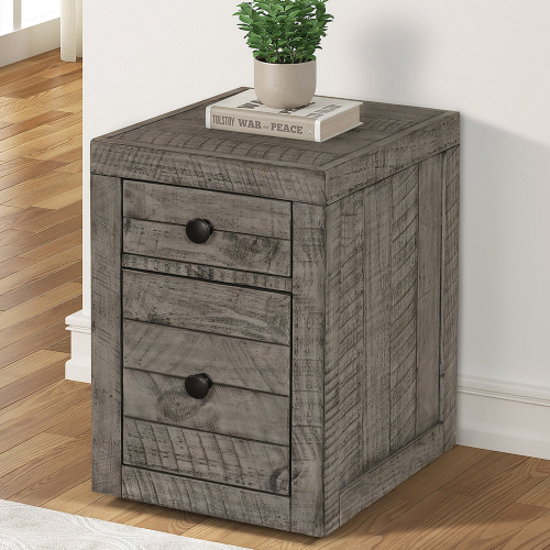 Tempe Rolling File Cabinet in Grey Stone Wood