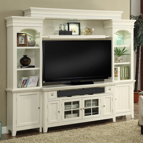 Tidewater 4 Piece 62" Entertainment Wall in Vintage White