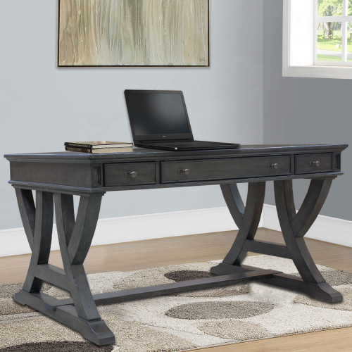 Washington Heights 60" Writing Desk in Washed Charcoal Grey Wood