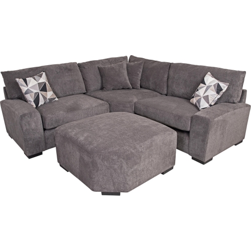 Clayton Sectional Sofa & Ottoman in Charcoal Gray Microfiber