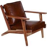 Corvallis Accent Chair in in Brown Leather & Natural Finish Solid Wood