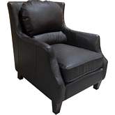 Garnett Club Style Chair in Black Crackle Leatherette