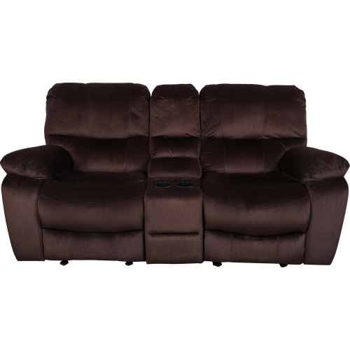 Ramsey Triple Power Reclining Console Loveseat in Brown Microfiber