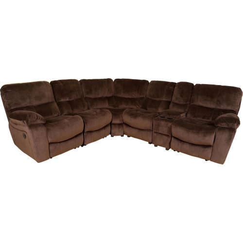 Ramsey Manual Reclining Sectional Sofa in Brown Microfiber