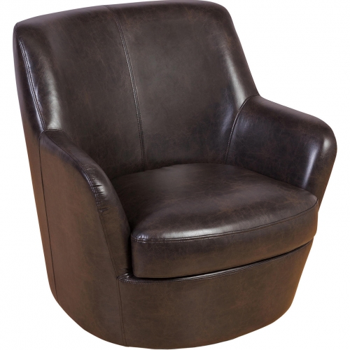 Hayes Swivel Accent Chair in Brown Leatherette