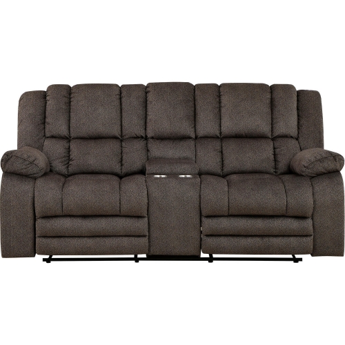 Knox Manual Reclining Console Loveseat in Gray Microfiber