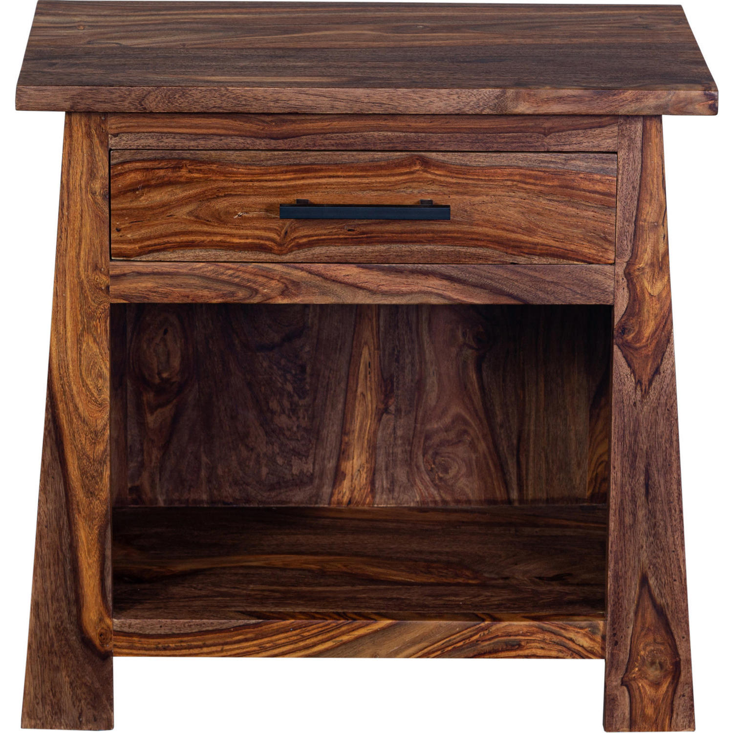 Buy Brown Finish Sheesham Wood Bedside Table