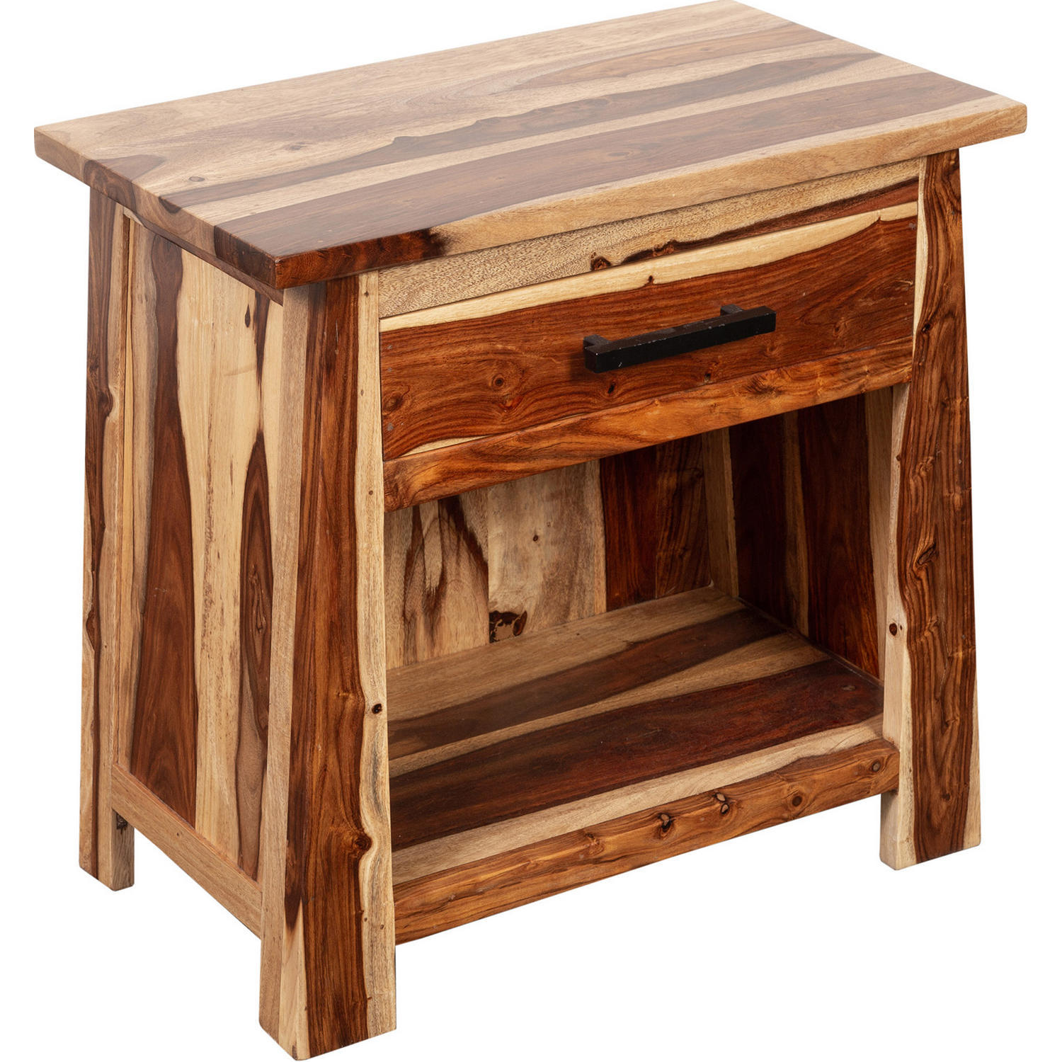 Buy Brown Finish Sheesham Wood Bedside Table