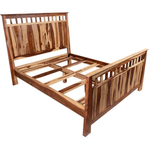 Kalispell Queen Bed in Natural Finish Solid Sheesham Wood