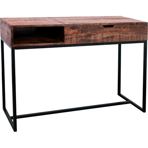 Lakewood Lift Top Console Table in Distressed Wood & Black Metal