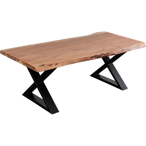 Manzanita Coffee Table in Natural Live Edge Solid Wood & Gray Metal