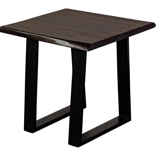 Manzanita End Table in Gray Finish Live Edge Solid Wood & Gray Metal