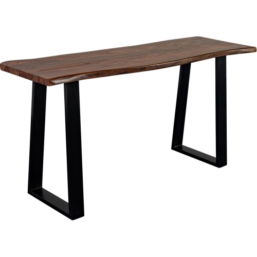 Manzanita Console Table in Brown Finish Live Edge Solid Wood & Black Metal