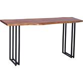 Manzanita Console Table in Brown Finish Live Edge Solid Wood & Gray Metal