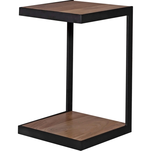 Manzanita End Table in Natural Finish Live Edge Wood & Black Metal