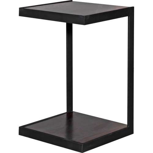 Manzanita End Table in Brown Finish Live Edge Solid Wood & Black Metal