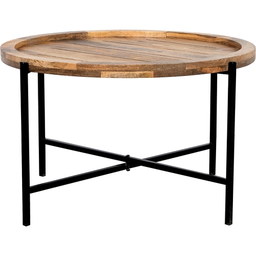 Camden Tray Top Coffee Table in Natural Wood & Black Metal