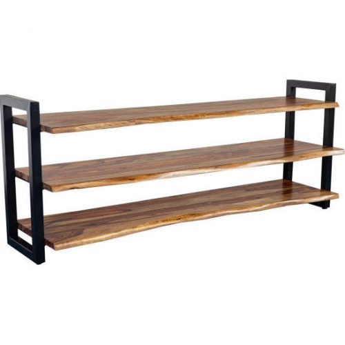 Manzanita 64" TV Stand in Brown Finish Live Edge Solid Wood & Black Metal