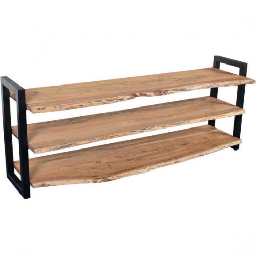 Manzanita 64" TV Stand in Natural Finish Live Edge Wood & Black Metal