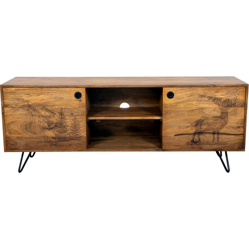 Alpine 64" TV Stand in Natural Finish Solid Wood