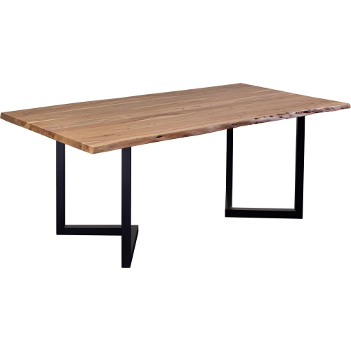 Manzanita 70" Dining Table in Natural Live Edge Solid Wood & Gray Metal