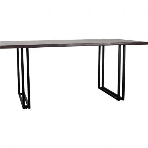 Manzanita 70" Dining Table in Gray Finish Live Edge Solid Wood & Gray Metal