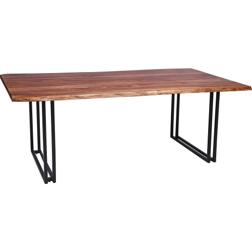 Manzanita 70" Dining Table in Brown Finish Live Edge Solid Wood & Gray Metal