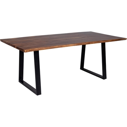 Manzanita 82" Dining Table in Brown Finish Live Edge Solid Wood & Black Metal