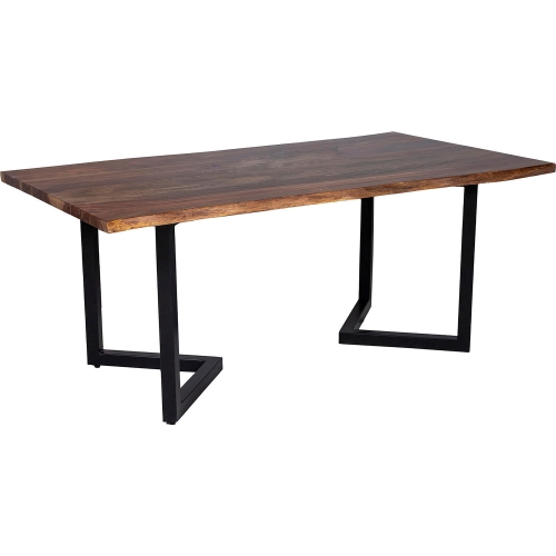 Manzanita 82" Dining Table in Brown Finish Live Edge Solid Wood & Black Metal