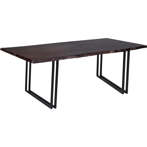 Manzanita 82" Dining Table in Gray Finish Live Edge Solid Wood & Gray Metal