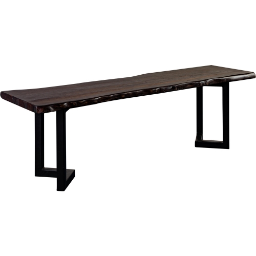 Manzanita Dining Bench in Gray Finish Live Edge Solid Wood & Gray Metal