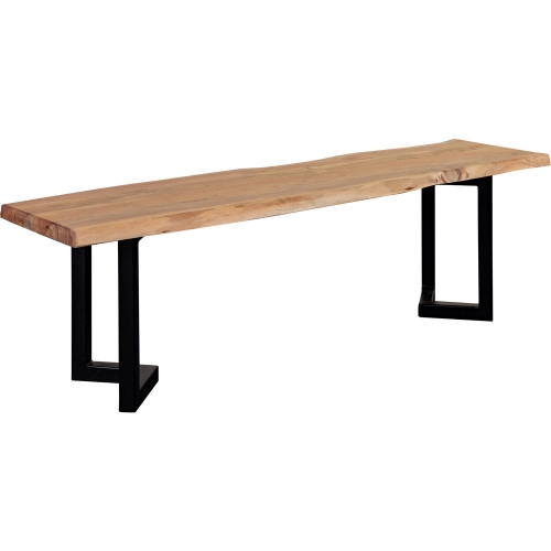 Manzanita Dining Bench in Natural Live Edge Solid Wood & Gray Metal