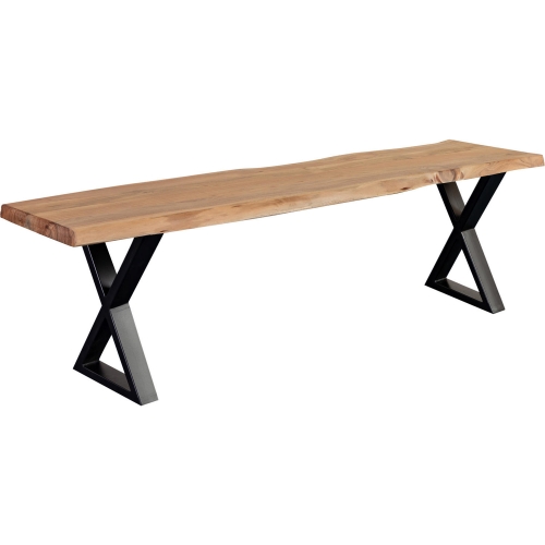 Manzanita Dining Bench in Natural Live Edge Solid Wood & Gray Metal