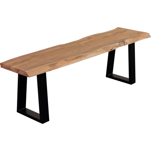 Manzanita Dining Bench in Natural Live Edge Solid Wood & Gray Metal