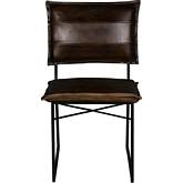 Malin Dining Chair in Dark Brown Leather & Black Metal (Set of 2)