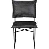 Malin Dining Chair in Gray Leather & Black Metal (Set of 2)